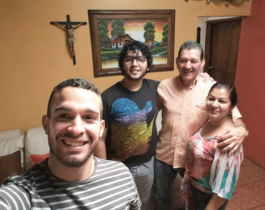 Student with his host family in San Ramon, Costa Rica.