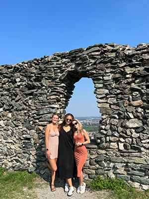 Students enjoying the castle ruins in Avigliana, Italy.