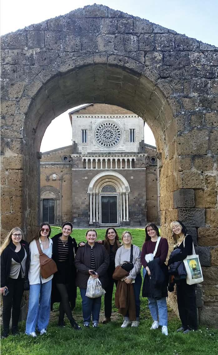 Students exploring medieval Tuscania, Italy.