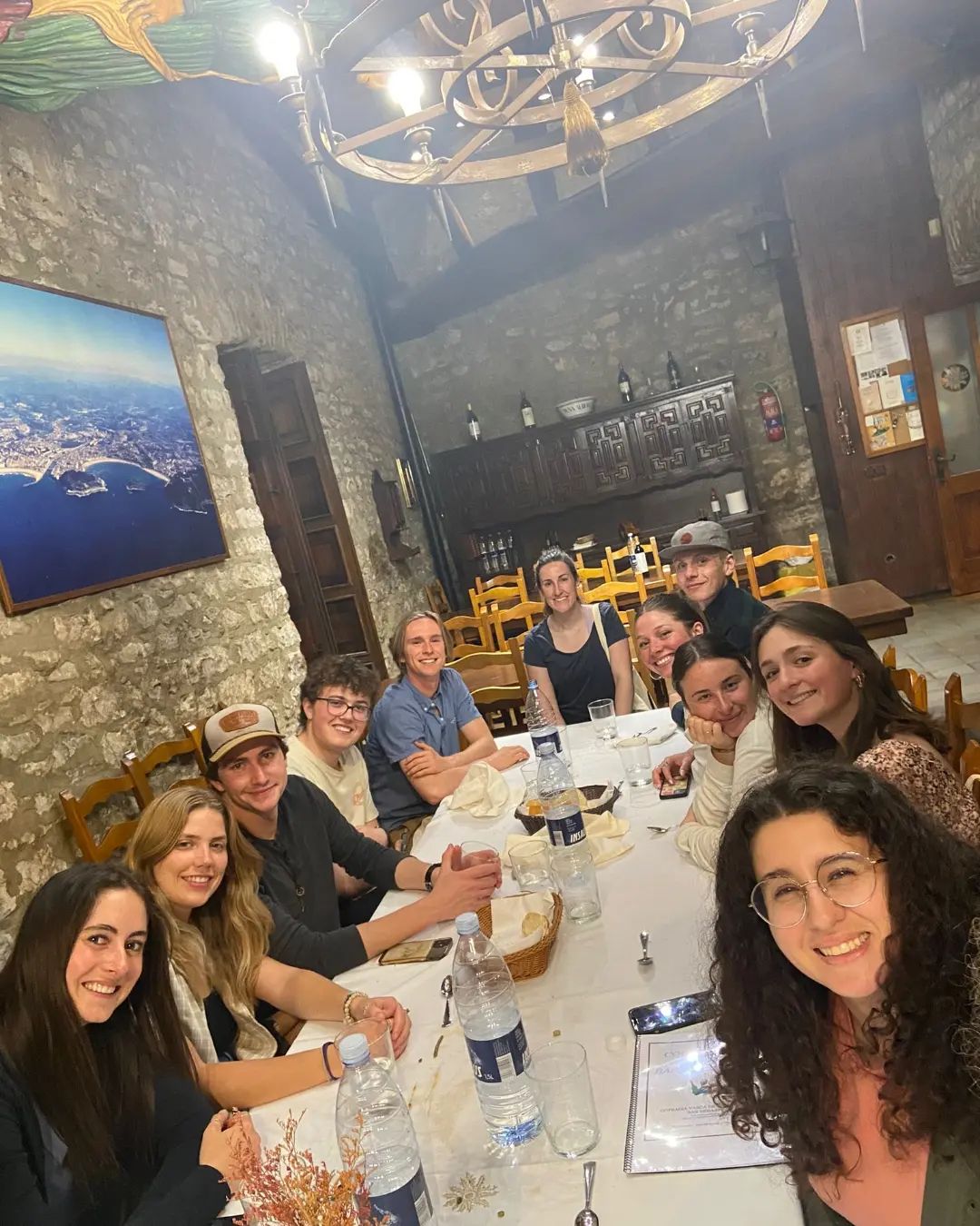 Students enjoying a delicious meal together in San Sebastián, Spain.