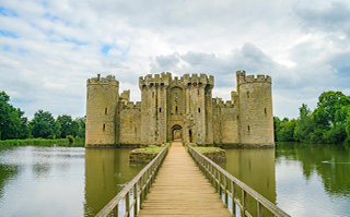 The historic Bodiam Castle and moat in Rye, England.