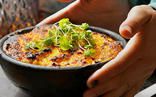 Traditional food in a bowl in Santiago, Chile.