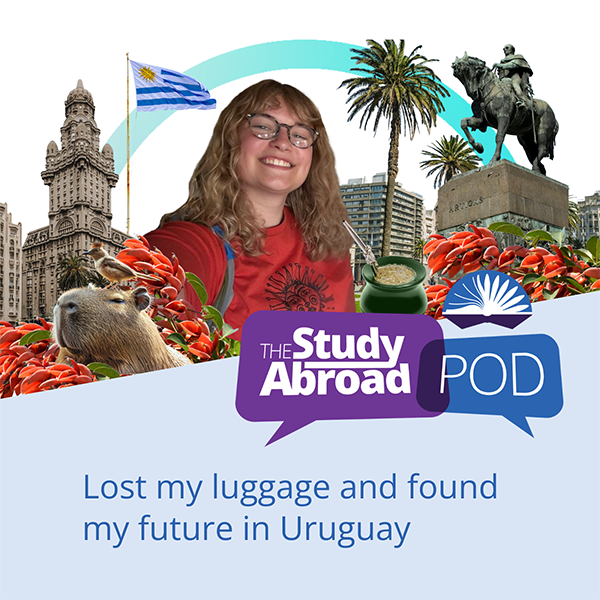 One person pictured above text that reads "Lost my luggage and found my future in Uruguay"