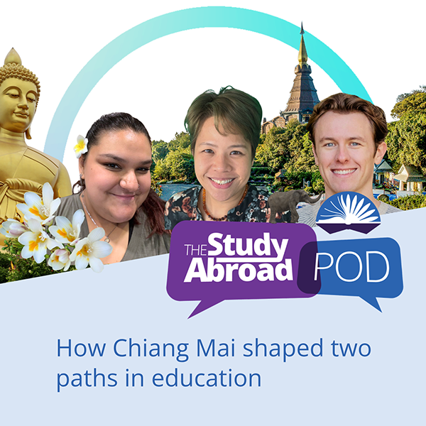 Three people pictured above text that reads "How Chiang Mai shaped two paths in education"