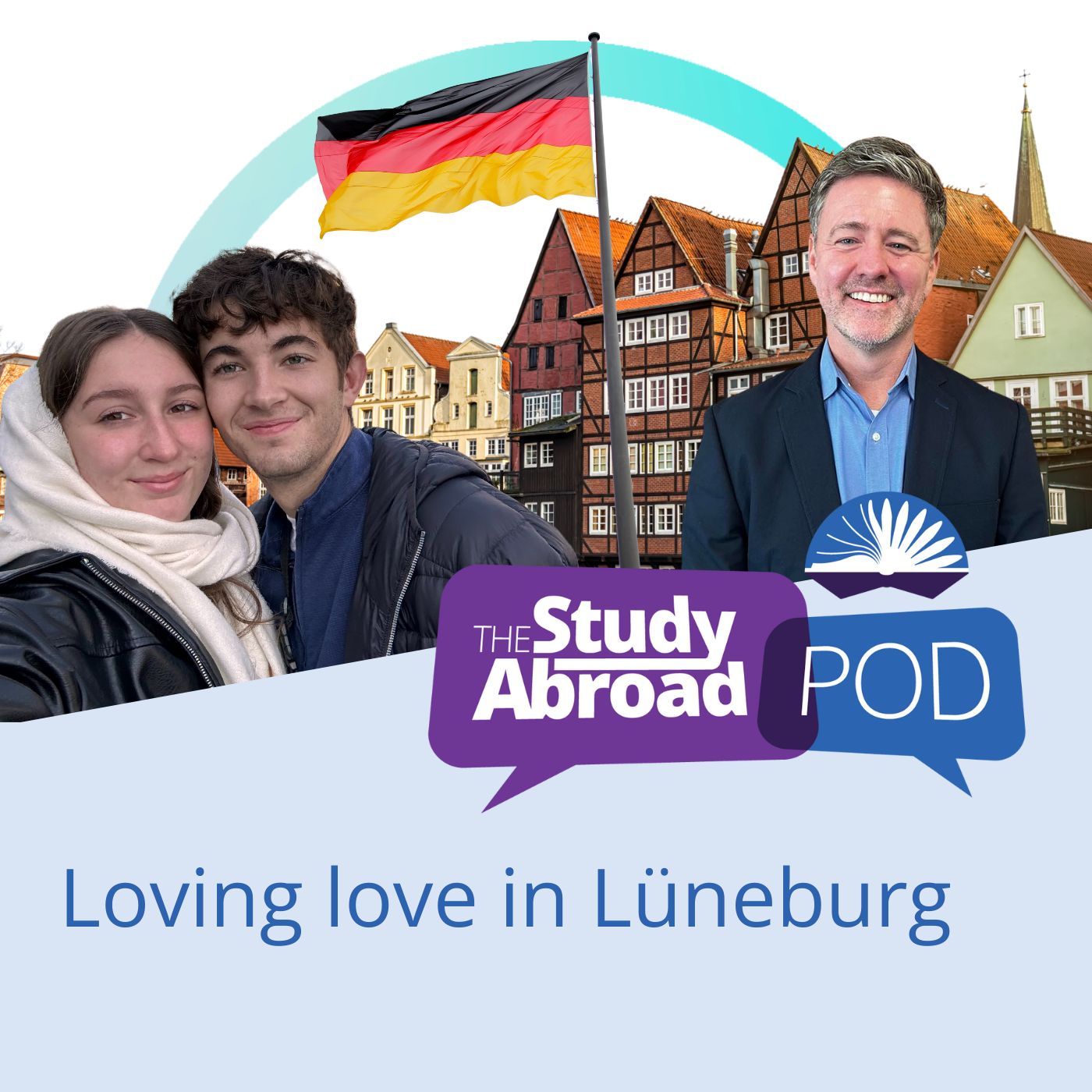 Thre people pictured above text that reads "Loving love in Lüneburg"