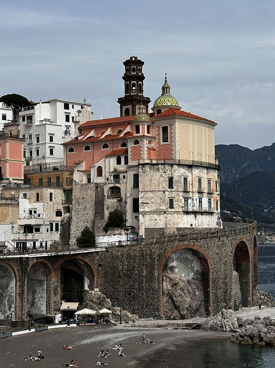 Historic buildings on the coast of Italy.