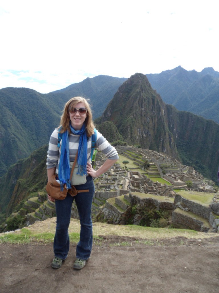 Emily in front of Machu Picchu while studying abroad in Peru.