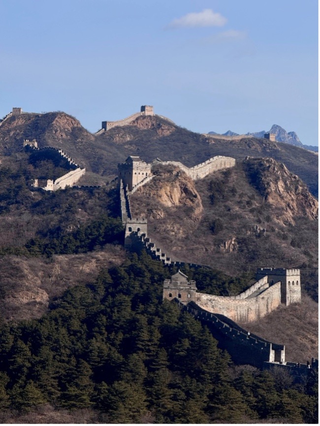 A view of the Great Wall of China.