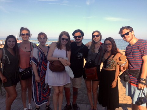 Rachel on a weekend trip from Italy to Barcelona with Viterbo and Stirling program friends.