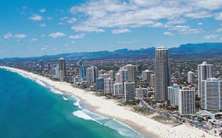 Aerial view of Gold Coast, Australia.