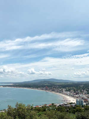 A view of the city and ocean in Montevideo, Uruguay.