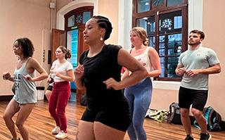 Five students in a dance class in Costa Rica.