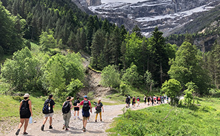 Students hiking the Pyrenees in France.