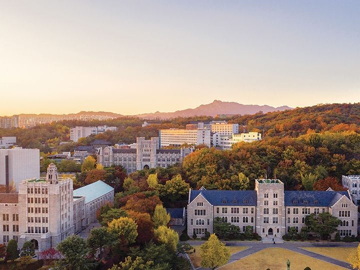 An aerial view of Korea University in Seoul, Korea.