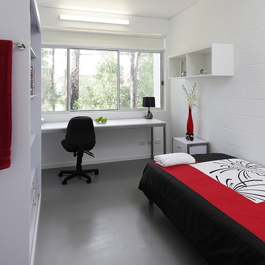 Bedroom in student apartment in Gold Coast, Australia.