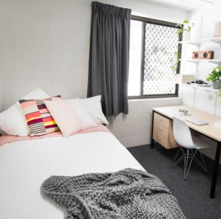 Bedroom in student dorm building in Gold Coast, Australia.