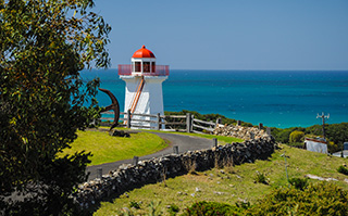 A view of a lighthouse and the sea in Warrnambool, Australia.