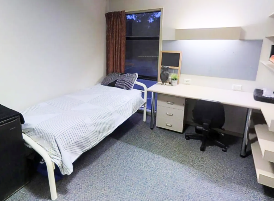 Bedroom in student apartment village in Melbourne, Australia.