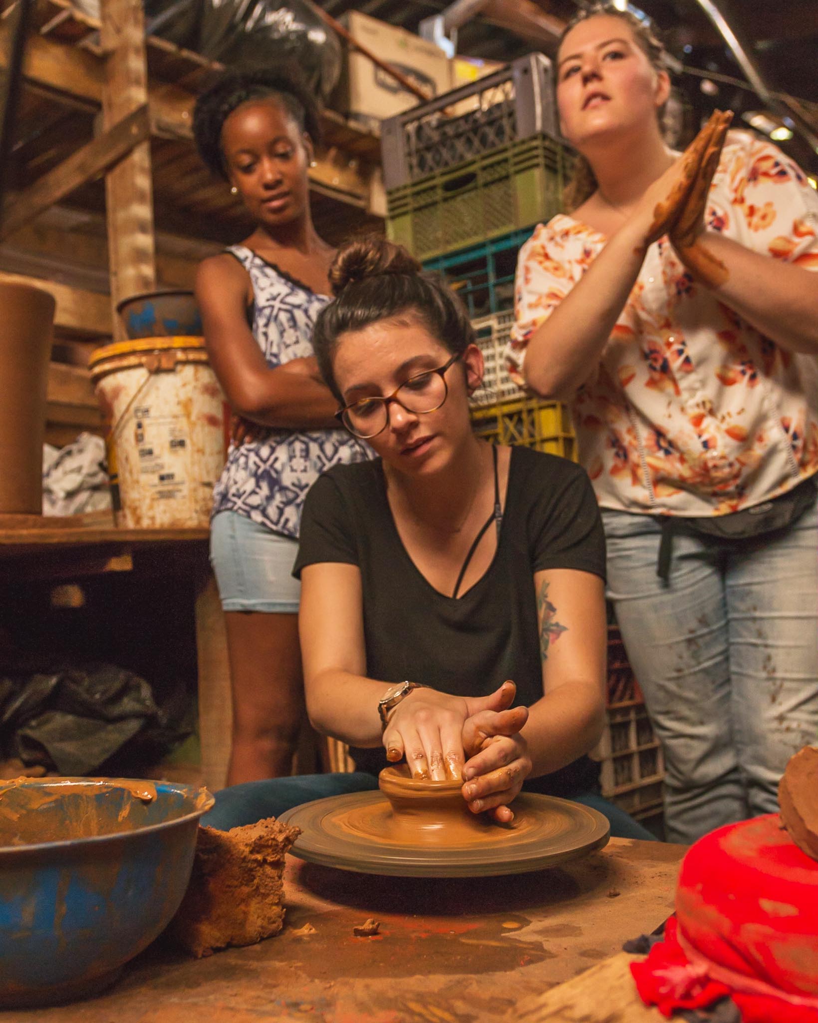 A student in a pottery class in Santiago, Chile.