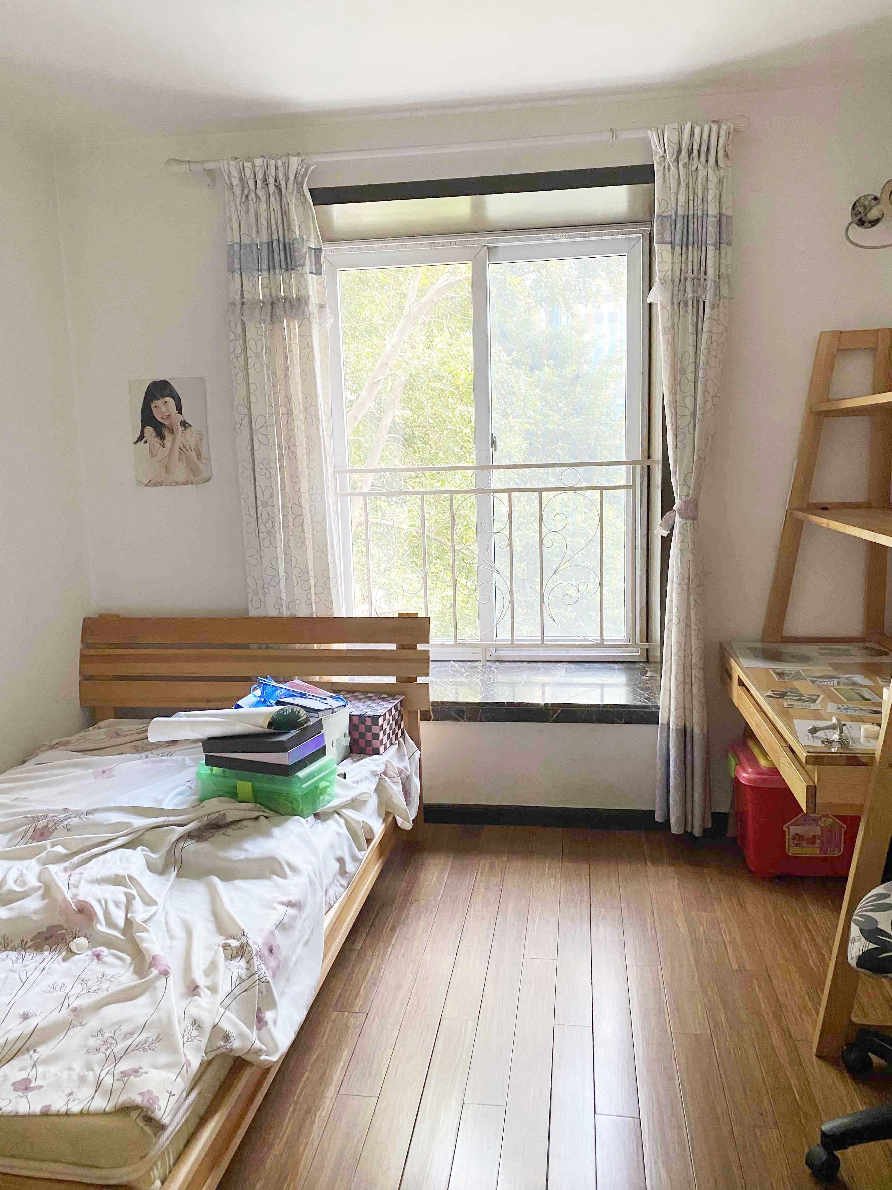 Bedroom in student apartment in Chengdu, China.