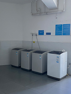 Laundry area in student housing in Chengdu, China.