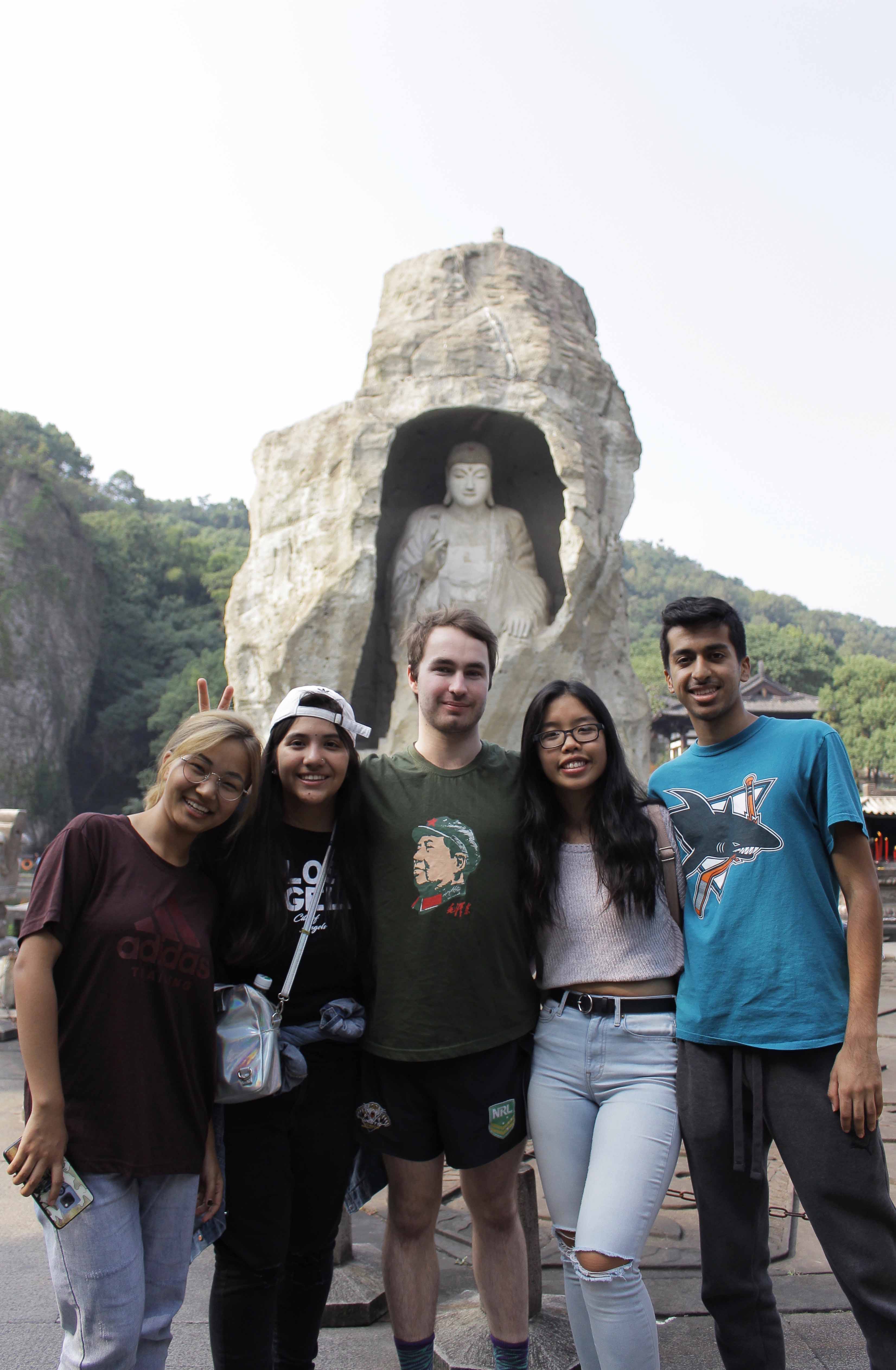 Students exploring the historic relics of Shaoxing, China.