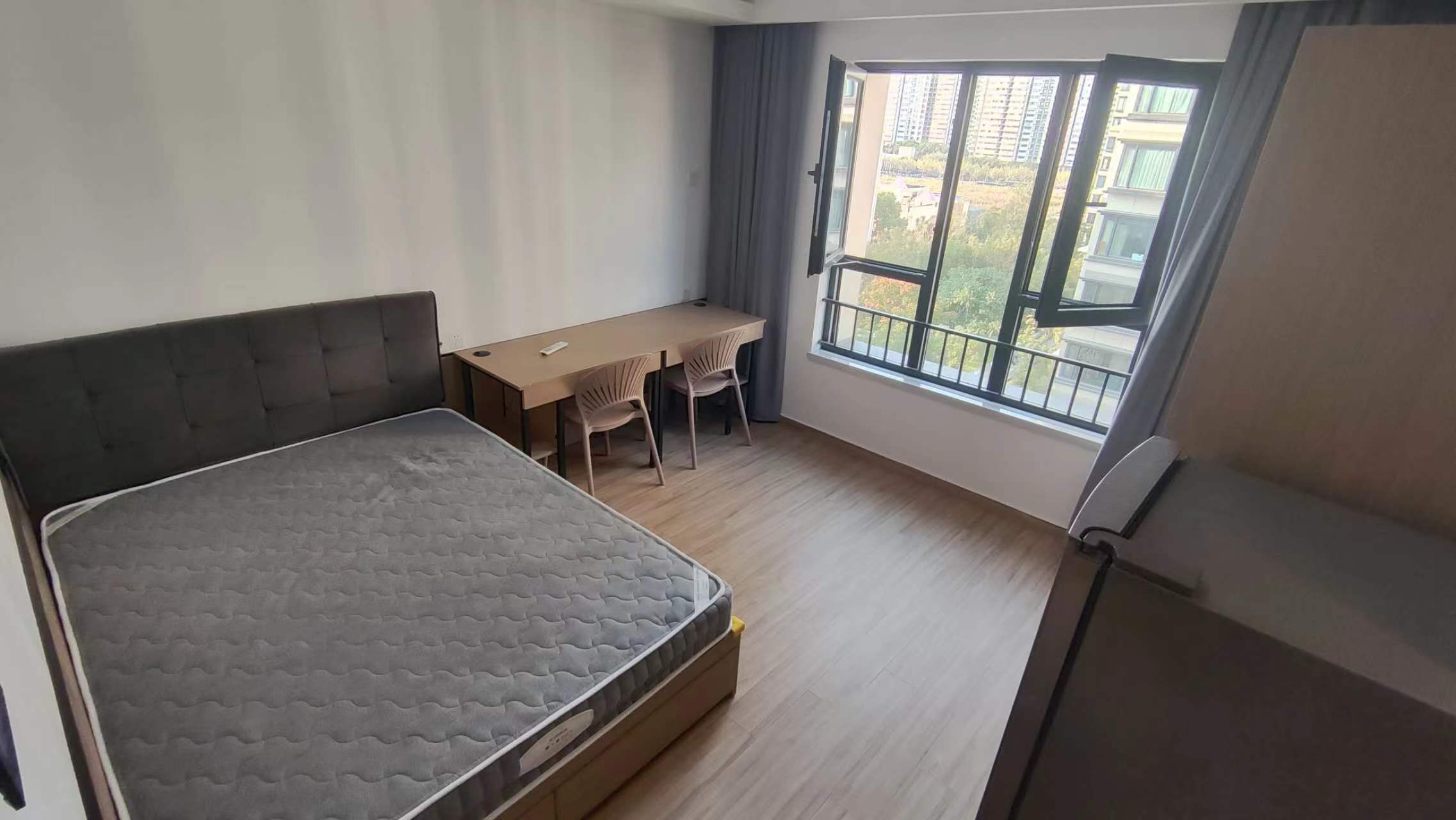 Bedroom in student apartment in Shanghai, China.