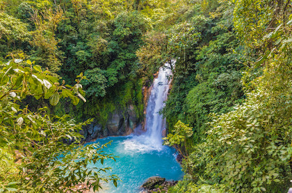 Areal view of La Fortuna Waterfall in Costa Rica