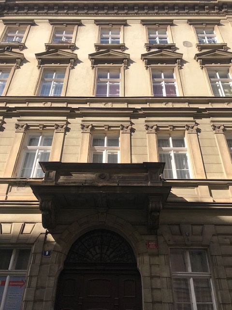 Exterior of student apartment building in Prague, Czech Republic.