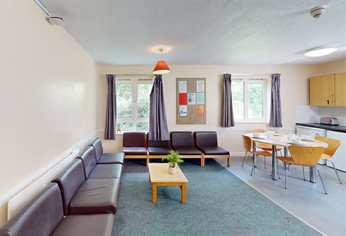 Common room in student residence hall at the University of Brighton in Brighton, England.