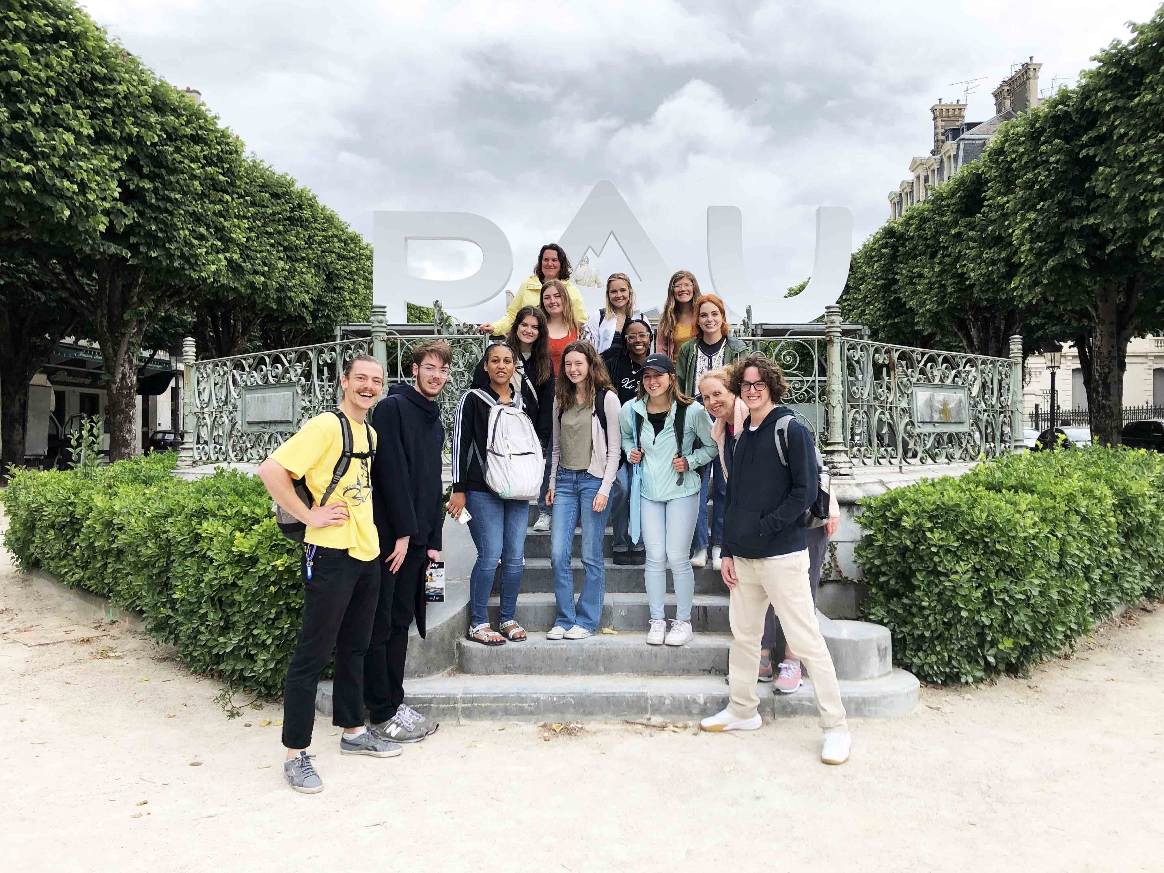 Students exploring the city of Pau, France.
