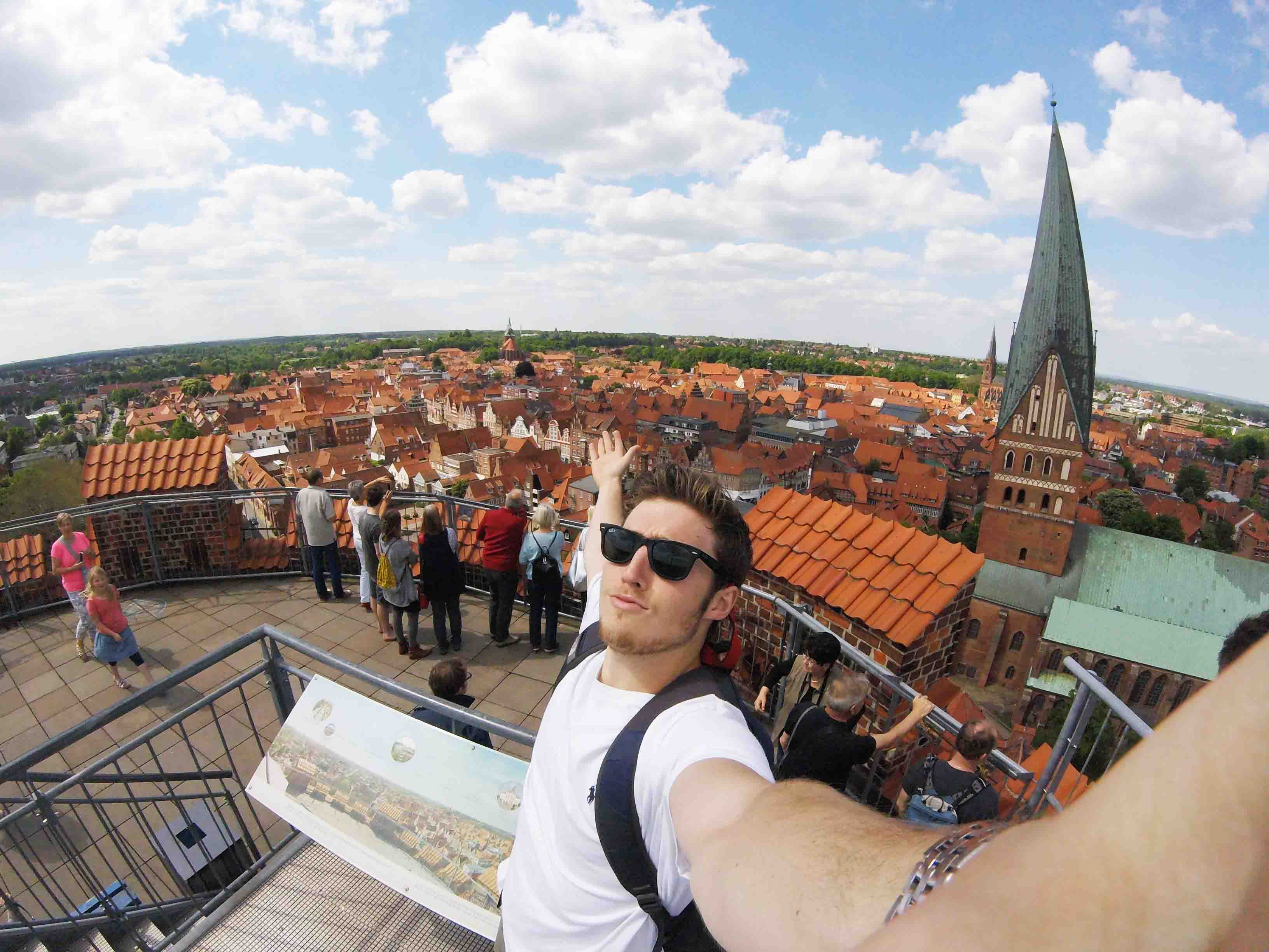 Student overlooking the city of Lüneburg, Germany.