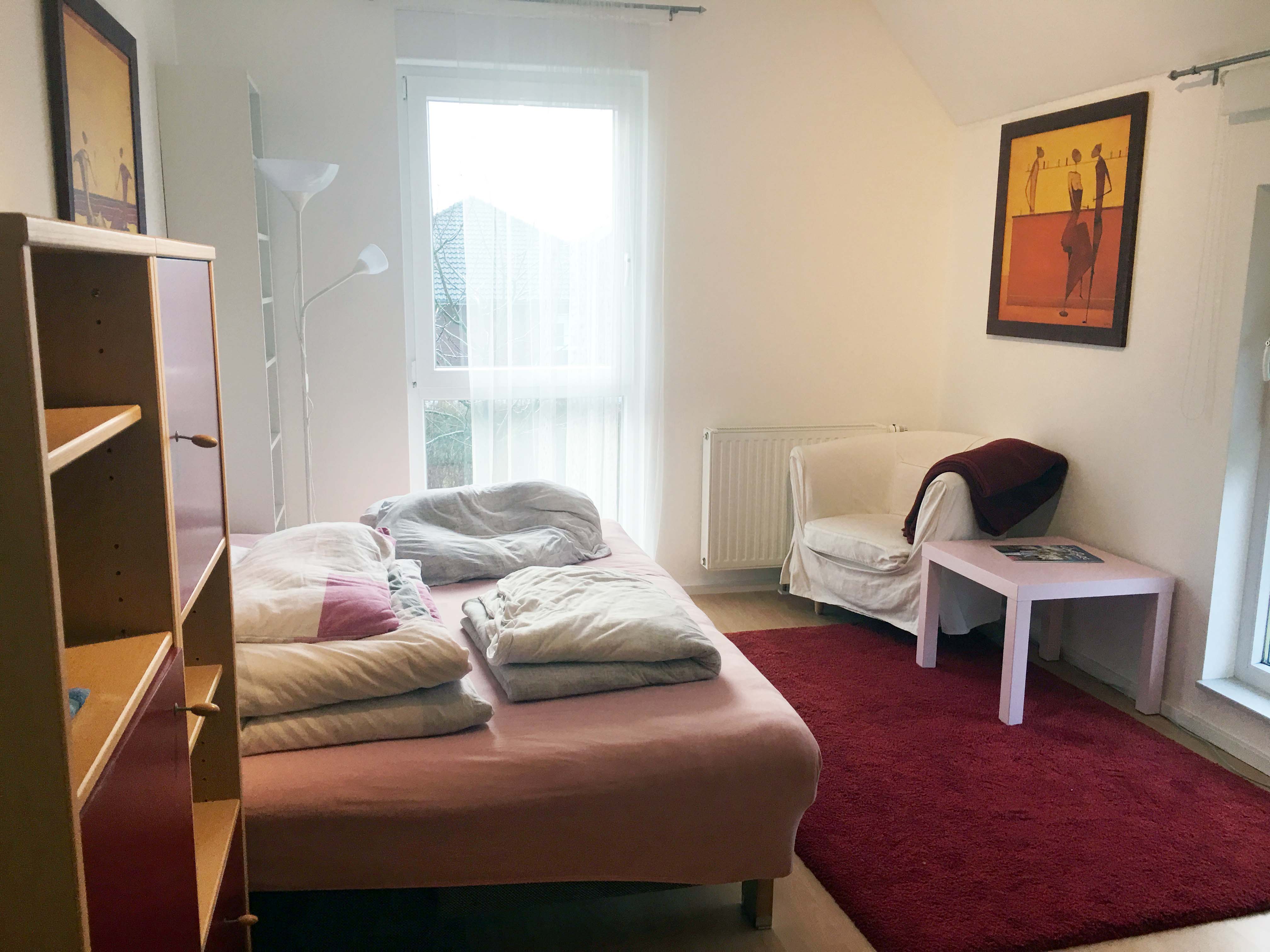 A typical bedroom in a homestay in Lüneburg, Germany.