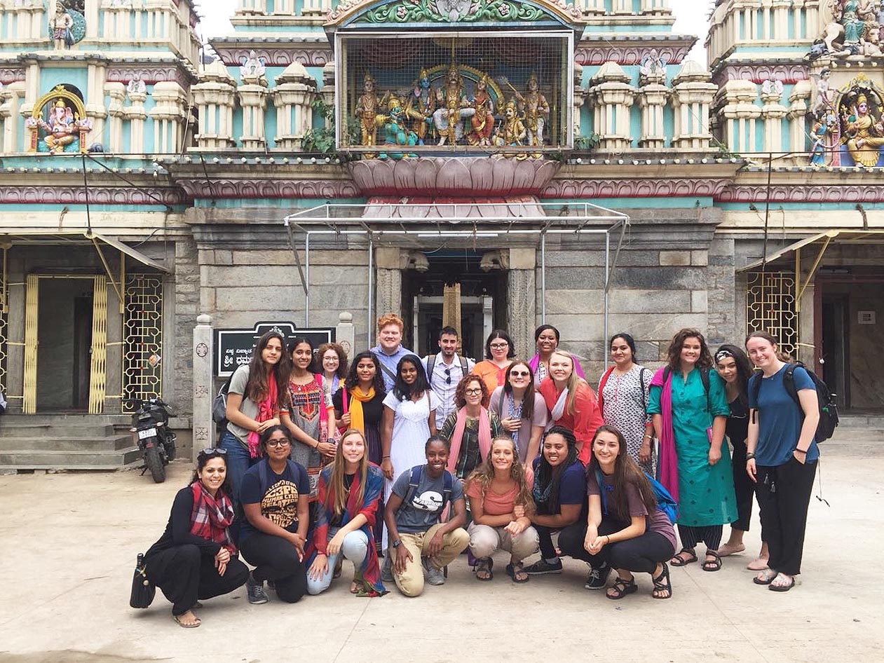 Students exploring the historic sites in Bengaluru, India.
