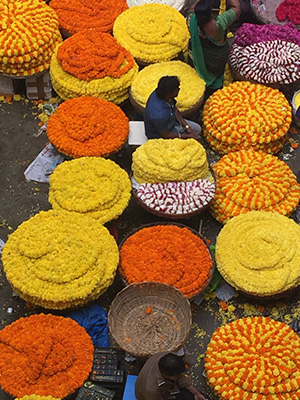 A view of the Bengaluru flower market in Bengaluru, India.