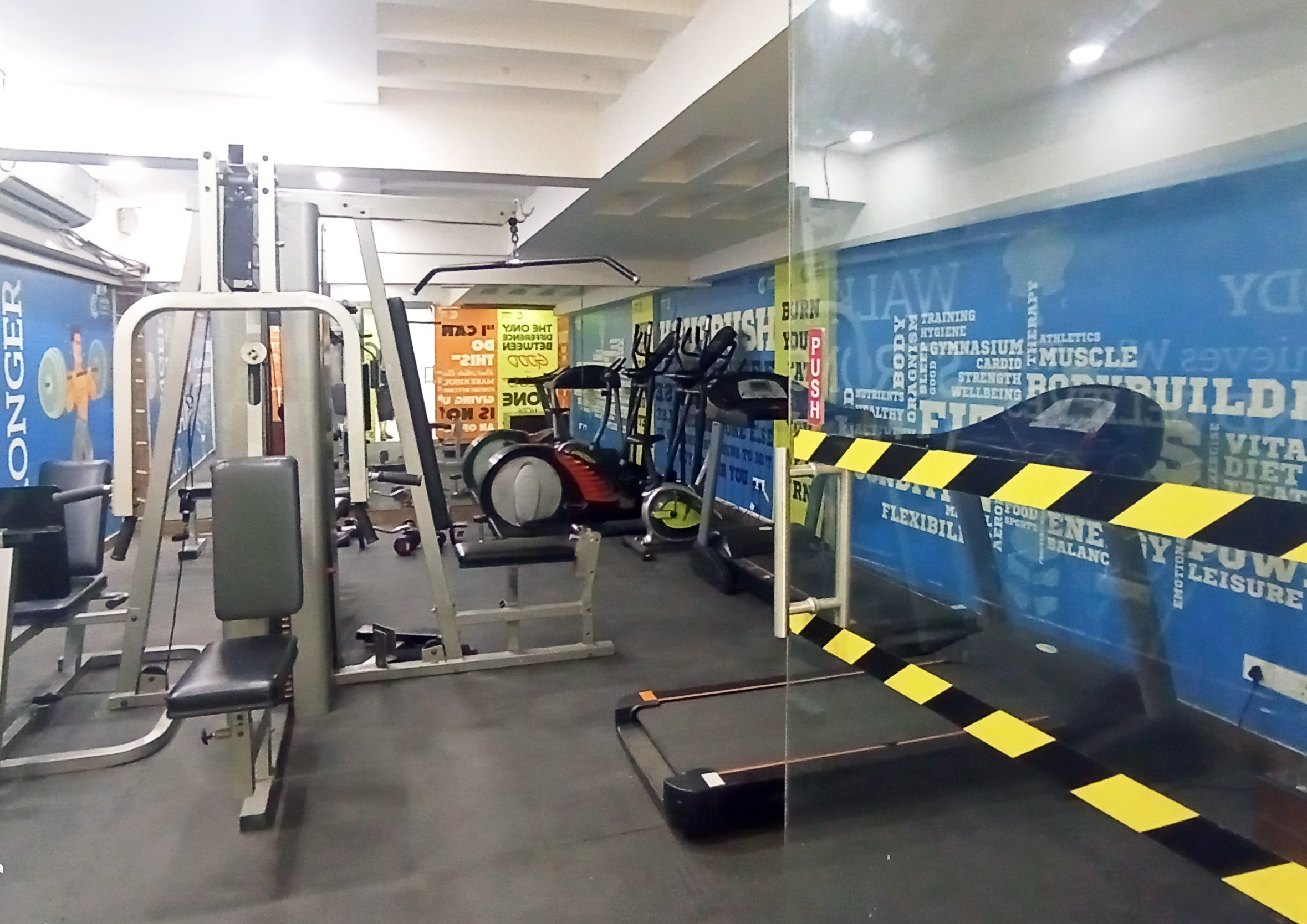 Gym in the student housing in Bengaluru, India.