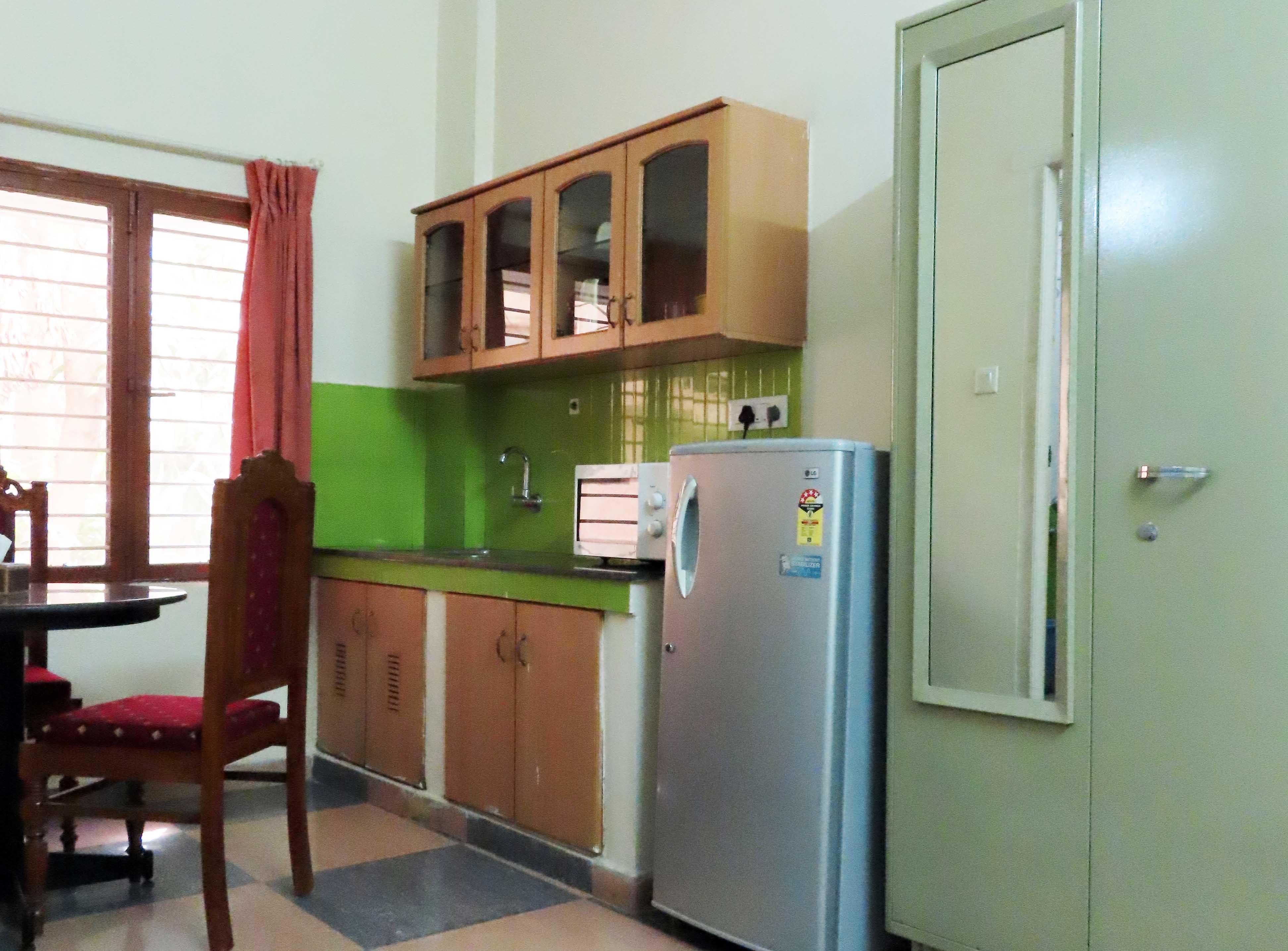 Kitchen in Jonas Hall student housing in Bengaluru, India.
