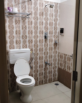 Bathroom in the student housing in Bengaluru, India.