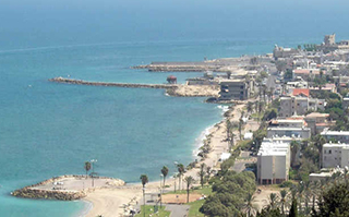 A view of Haifa, Israel and the ocean.