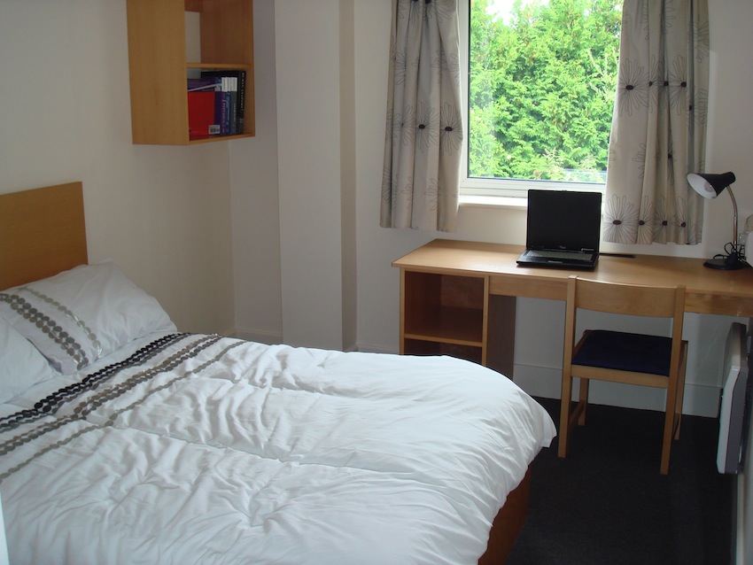 Bedroom in student apartment building in Cork, Ireland.