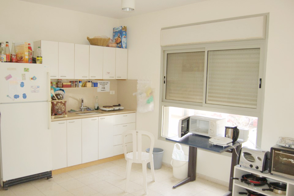 Kitchen in student residence hall in Haifa, Israel.