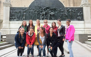 A group of students exploring the city of Parma, Italy.