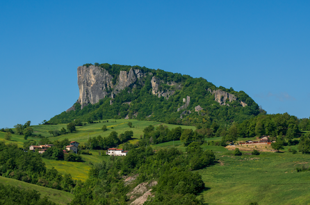 View of the Pietra di Bismantova mountain in Reggio Emilia, Italy.