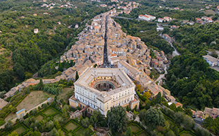 An aerial view of the Villa Farnese palace in Italy.
