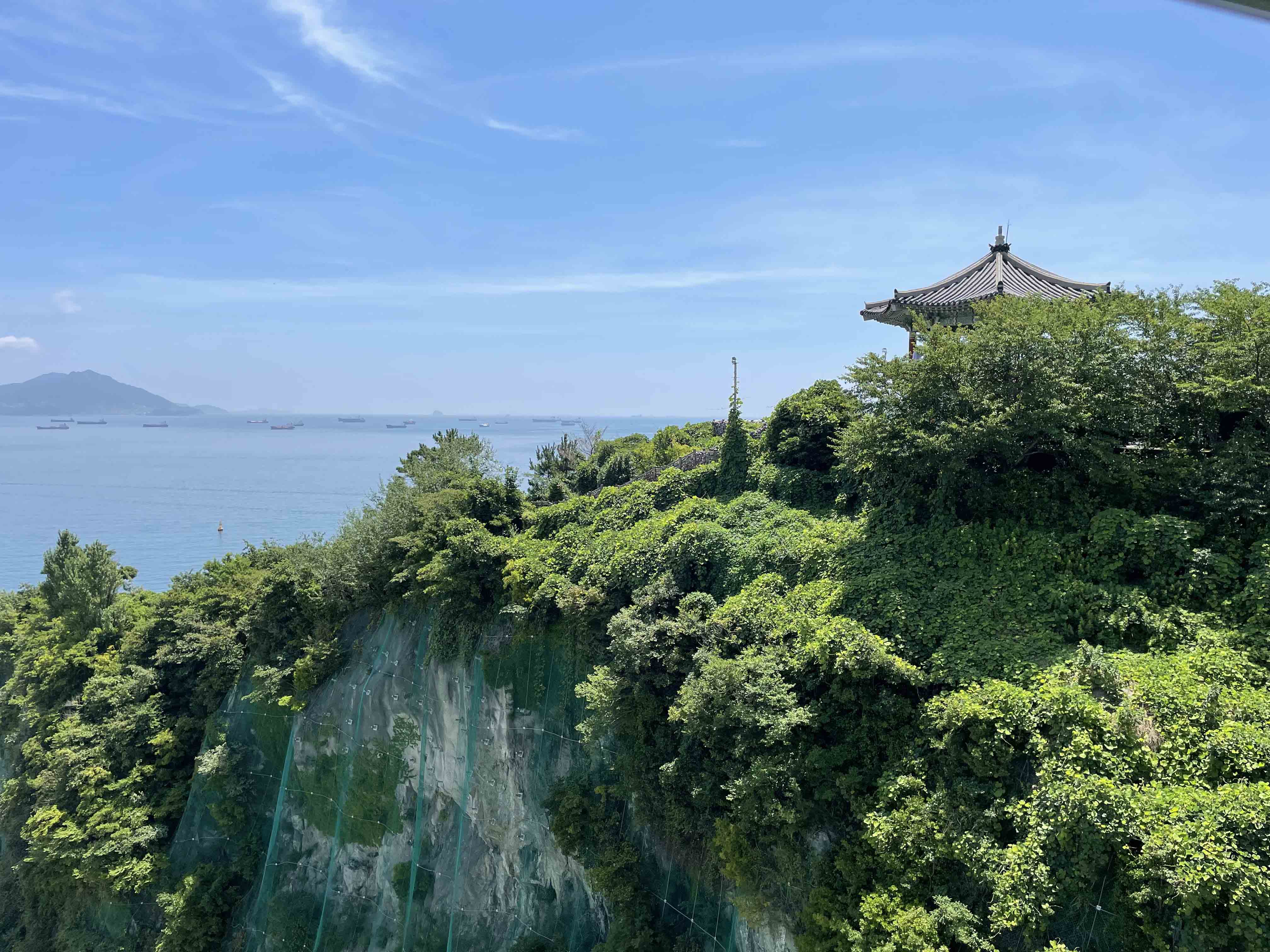 View of the sea from a cliffside in Gwangju, Korea.