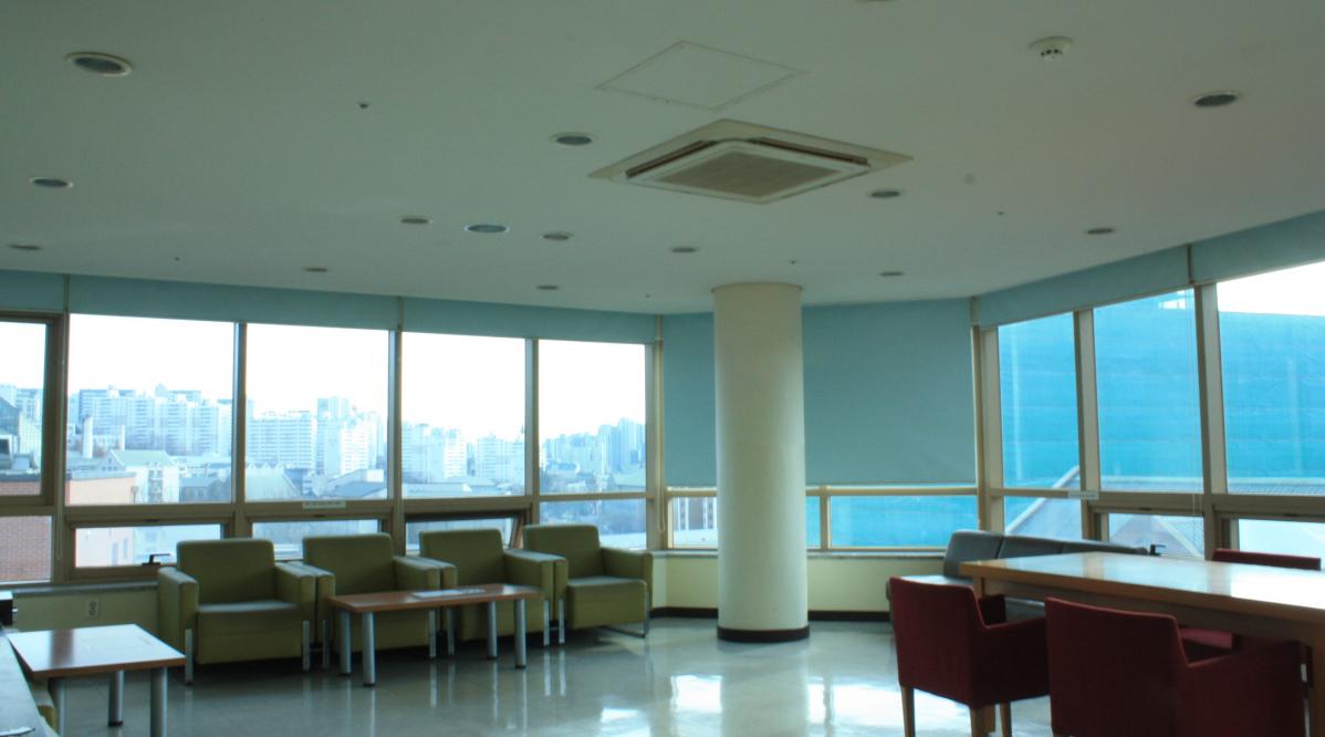 Lounge in student dorm in Seoul, Korea.
