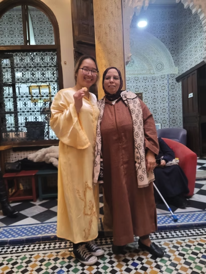 A student and her host at the homestay while studying abroad in Rabat, Morocco.