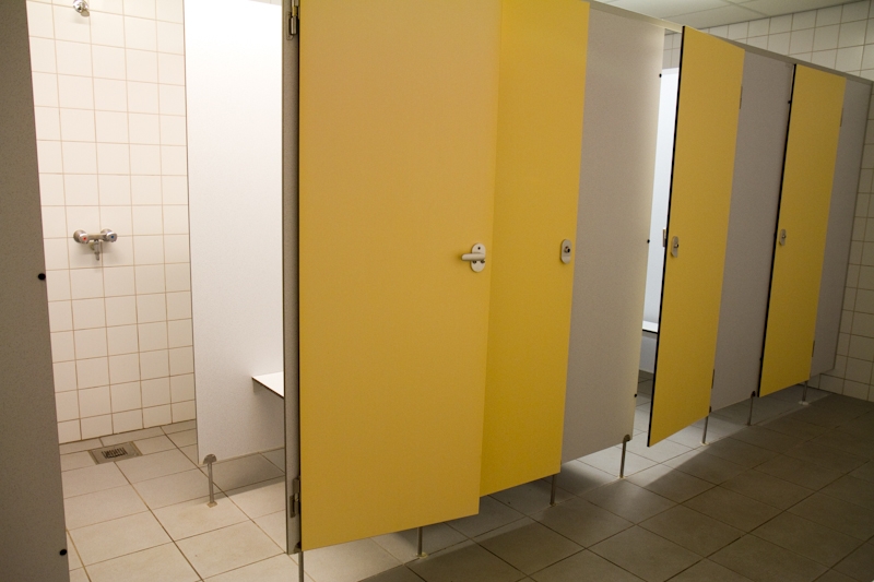 Showers in student apartment in Maastricht, Netherlands.