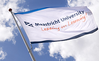 The flag of Maastricht University in Maastricht, Netherlands.