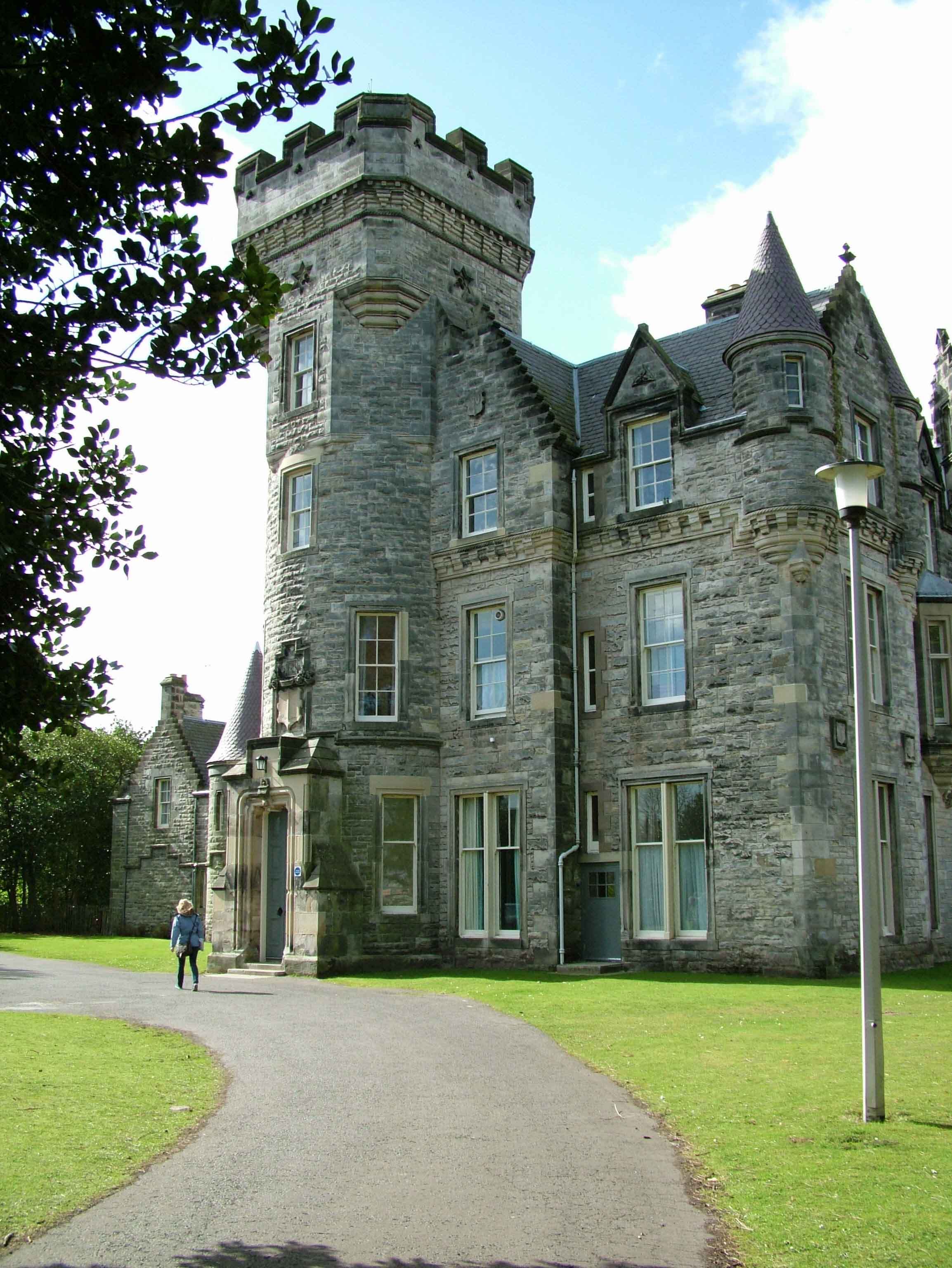 Student housing exterior in St Andrews, Scotland.